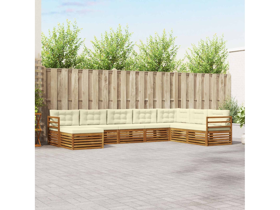 Vidaxl Conjunto De Sofás Para Exterior 8 Unid. Natural E Creme