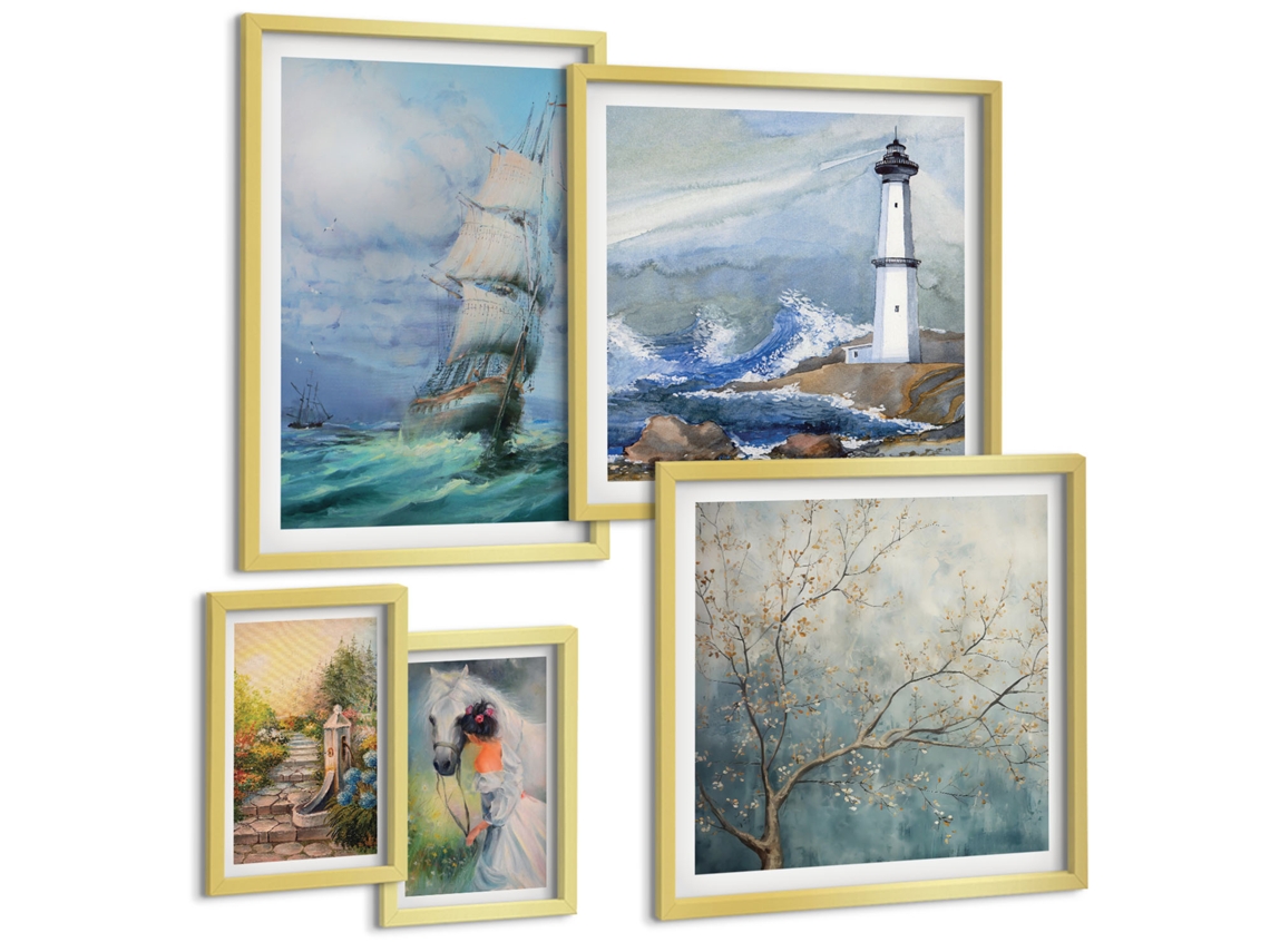Conjunto De Pinturas Aventuras Marítimas E Paisagens Espelharte (5 Peças)