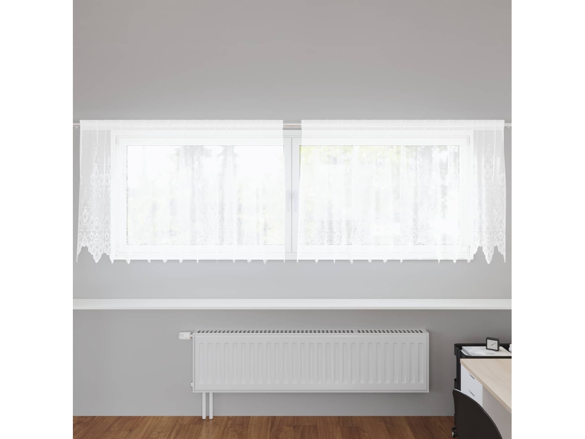Vidaxl Cortina De Renda Branco 120 X 300 Cm Poliéster