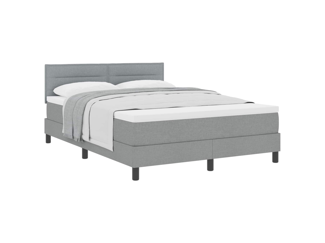 Cama Box com Cabeceira Cinzento claro 160x200cm Tecido MAISON EXCLUSIVE