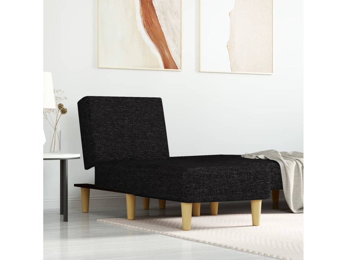 Vidaxl Chaise Longue Tecido Preto