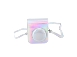 Fashionable Pu Leather Protective Case Bag With Adjustable Shoulder Strap Fit For Fujifilm Instax Mini 12 Silver LAXISCREED