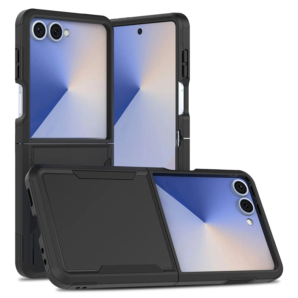 (preto, Galaxy Z Flip 6) Capa Rígida E Elegante Com Revestimento Eletroplástico Em Cristal, Resistente A Impactos, Para Celulares.