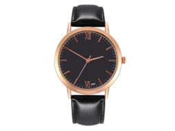 Reloj De Cuarzo Con Pulseira De Couro Pu, Mostrador Redondo Simples, Fashion, Relógio De Pulso (preto)