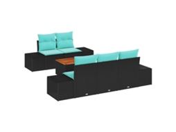 Maison Exclusive - Conjunto De Sofá De Jardim 6 Unid. Preto E Turquesa Vime Pe