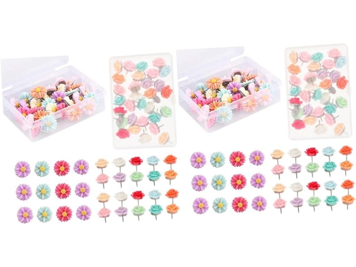 Conjunto De 120 Alfinetes Decorativos Com Design Flores Para Mapas,