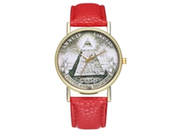 Relógio de Pulso Feminino de Moda Leisure com Movimento Quartz e Pulseira de Couro Vermelha