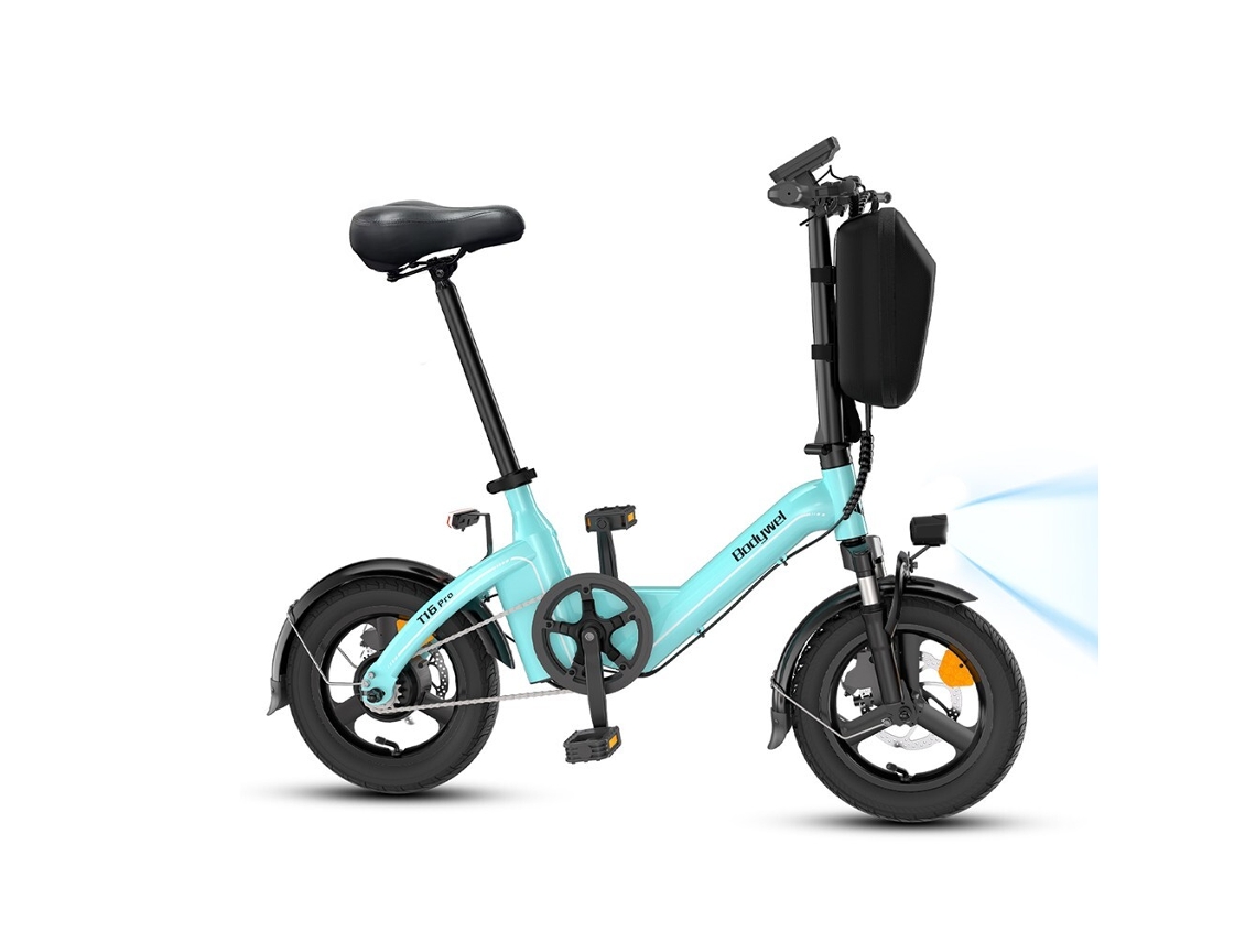 Bicicleta Elétrica Dobrável BODYWEL T16 Pro de 14" com Bateria de 360 ​​wh e Aplicação de Suporte.