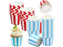 Formas De Papel Para Muffins - 100 Unidades Listradas Bolos Ideais Festas, Festivais E Casamentos