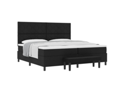 Cama Box com Cabeceira Preto 200 X 200 Cm Tecido MAISON EXCLUSIVE