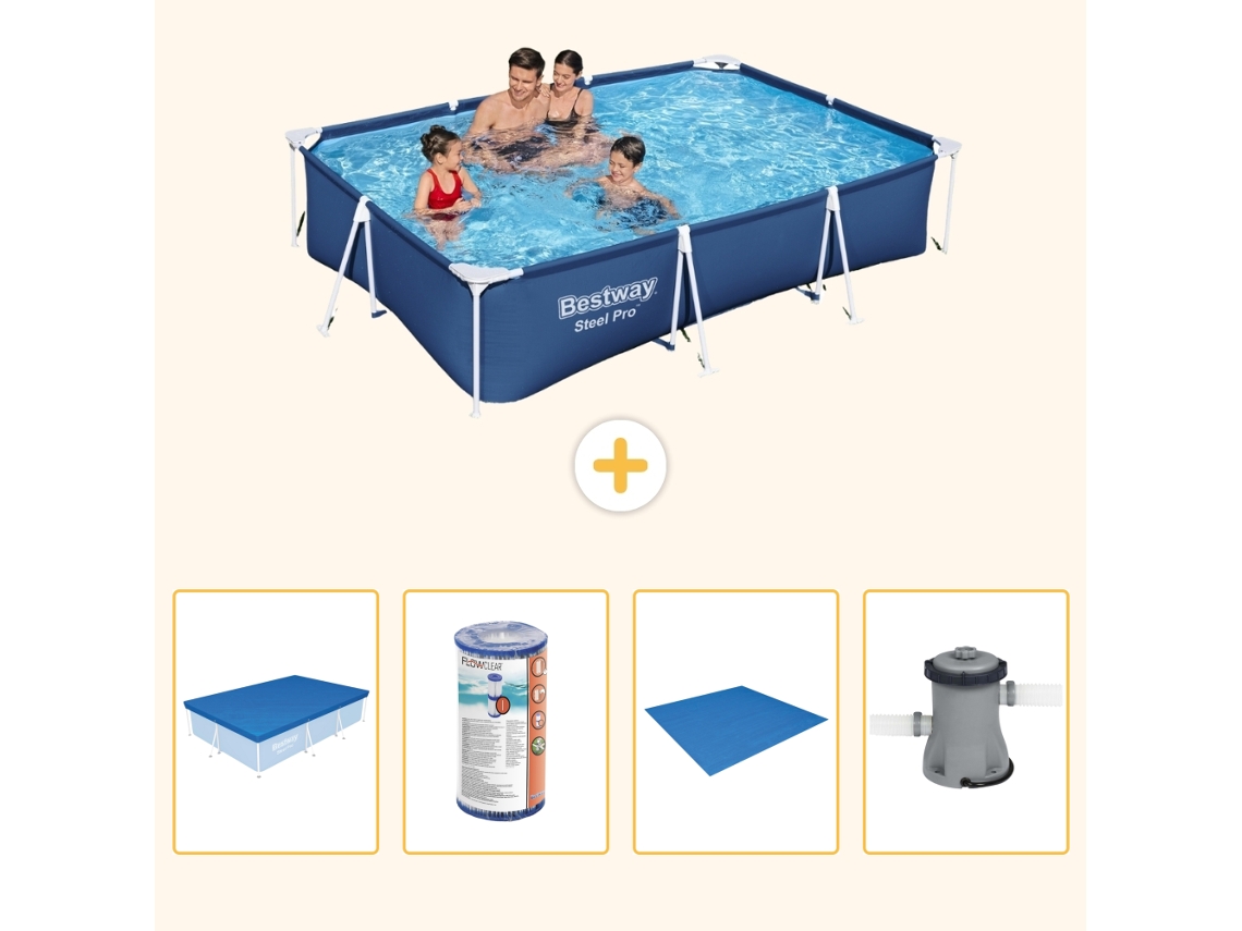 Bestway Piscina Bestway Steel Pro Retangular - 300x201x66 Cm - 5-peças S167