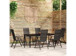Vidaxl 7 Pcs Conjunto De Jantar Para Jardim Preto