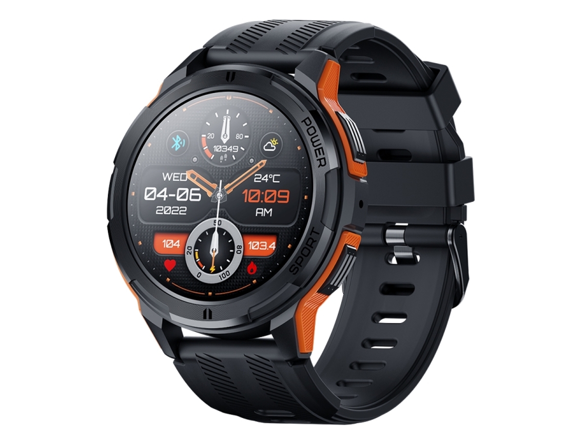 (preto E Laranja) Smartwatch Para Atividades Ao Ar Livre Com Tela Redonda Hd De 1,43 Polegadas E Sensor De Oxigênio No Sangue.