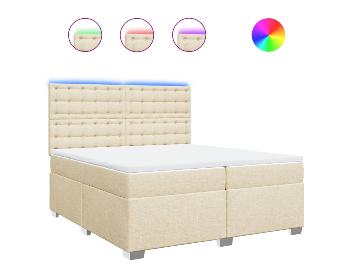 Cama box spring VIDAXL Creme Tecido (200x200 cm)