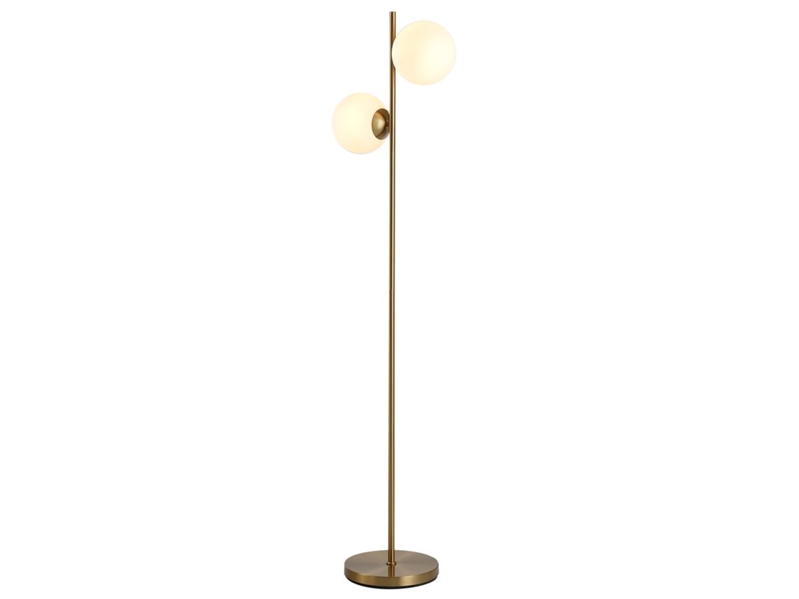 Luminária De Chão De Design, Estilo Neo-retrô, 2 Lâmpadas Globo, Máx. 40w, Metal Dourado.