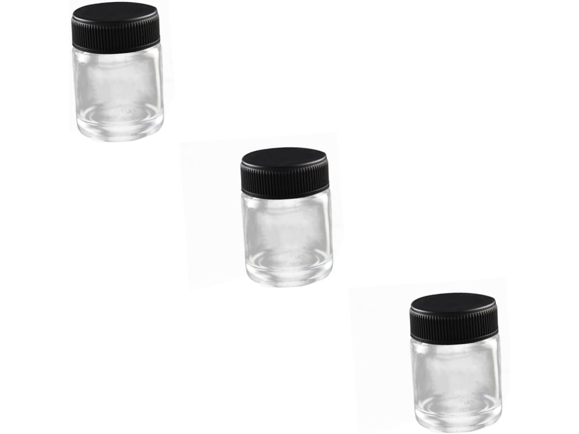Conjunto De 3 Frascos De Vidro Para Aerógrafo Com Tampas, Potes Transparentes