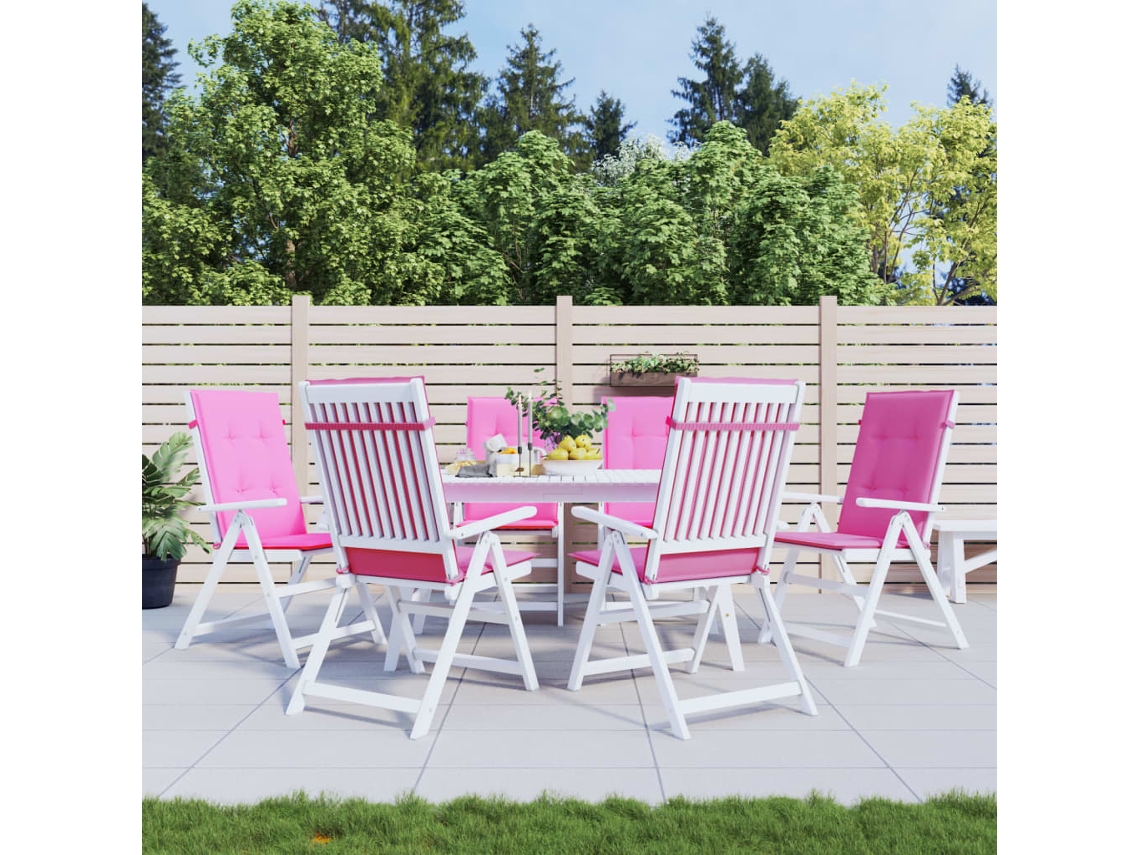 Vidaxl Almofadões Cadeira De Encosto Alto 6 Pcs Tecido Rosa