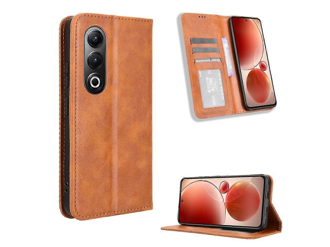 Capa De Celular De Couro Com Textura Retrô E Fivela Magnética