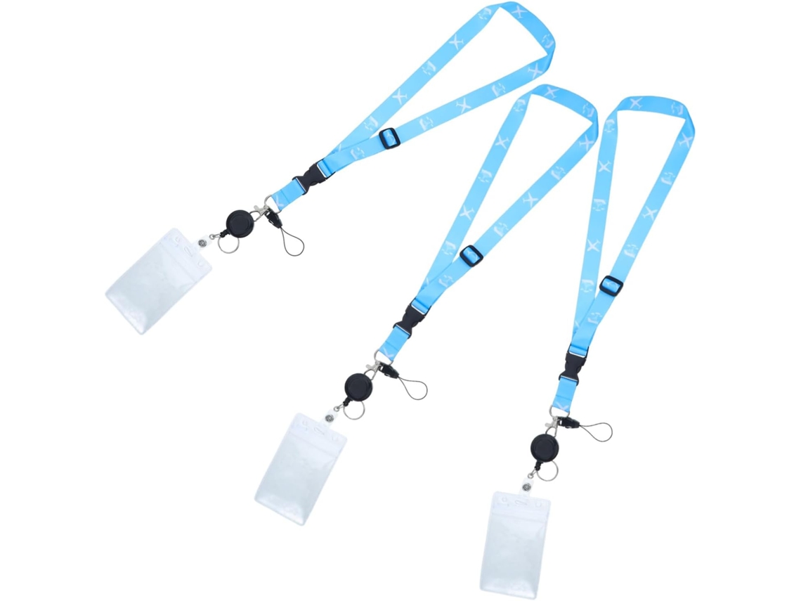 Conjunto De 3 Porta Crachás Em Pvc Com Mosquetão Extensível E Cordão Resistente Cruzeiros E Documentos De
