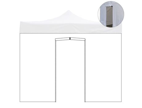 Cobertura Lateral Impermeável Branca de 2X2M com Porta de Enrolar para Gazebo Que Pode Ser Fechada Novamente DIVINA GARDEN