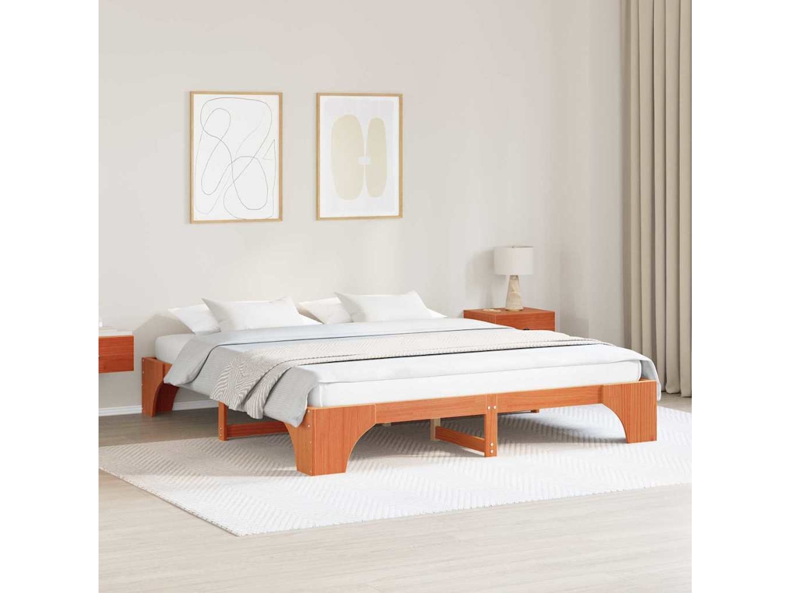 Vidaxl Estrutura Da Cama Marrom Cera 180 X 200 Cm
