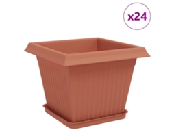 Vidaxl Vasos De Plantas 24 Pcs Vermelho Tijolo 28,5 X 28,5 X 22 Cm