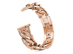 Bracelete de Smartwatch para Garmin Vivoactive 4 / Venu 2 22Mm Row Diamonds Denim Chain Watch Band Rose Gold VENISYMLIS