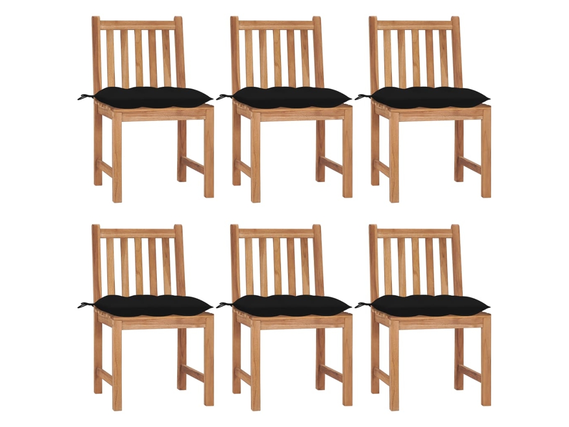 Cadeiras De Jardim 6 Pcs C/ Almofadões Madeira De Teca Maciça Dkd Home Decor