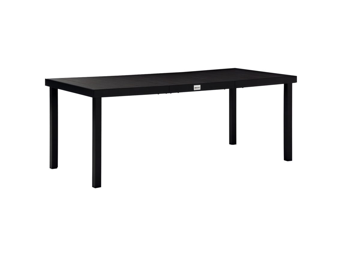 Mesa de jardim, resistente às intempéries, preta, 190x90x74cm