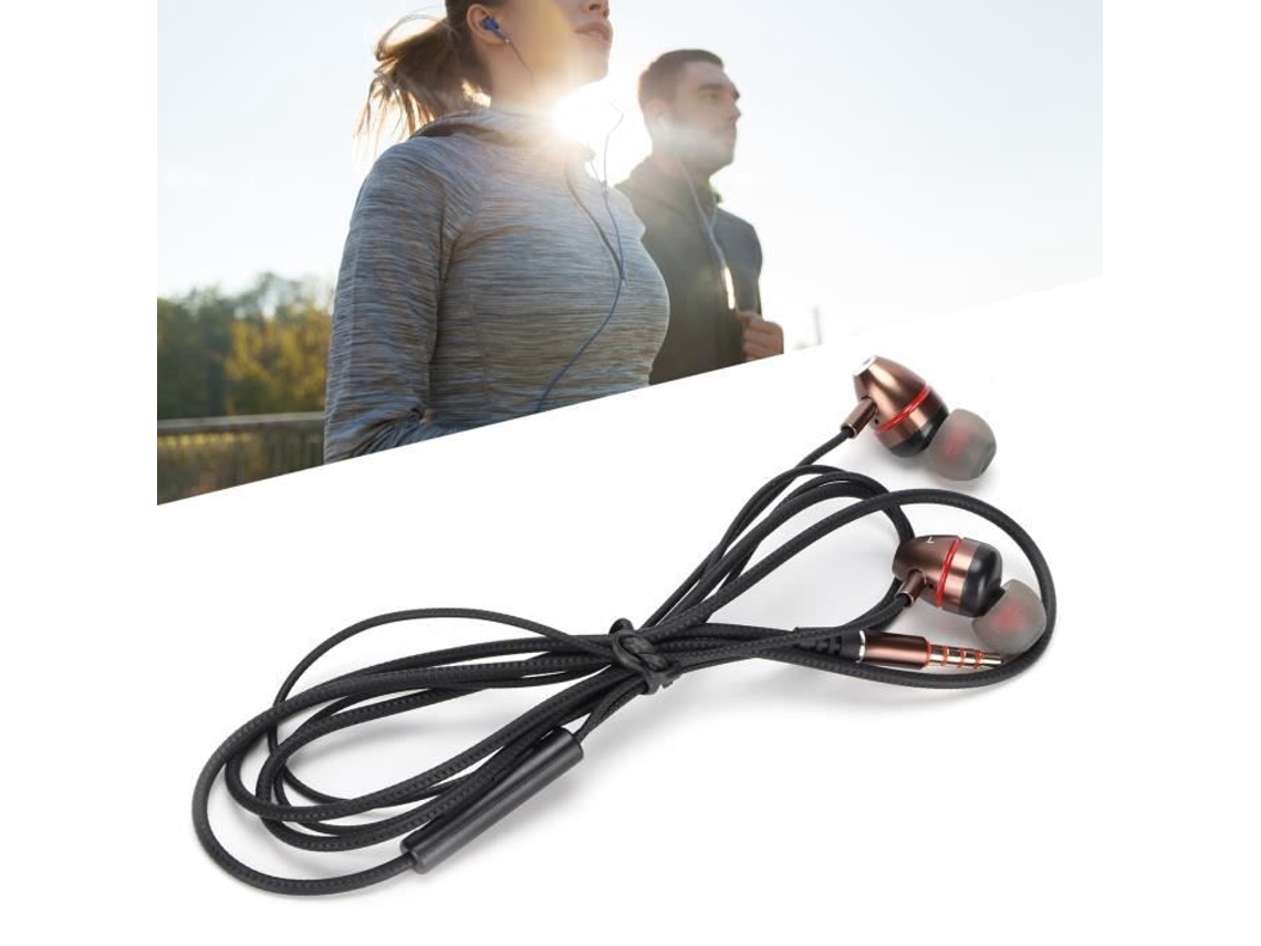 HURRISE Wired Extra Bass Fones de Ouvido com Fio com Microfone Metal Heavy Bass Fones de Ouvido Gps Phone Earbuds