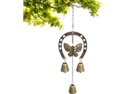 Sino de Vento para Área Externa, Ornamento de Ferro Calmante com Decoração de Sino Borboleta, Cavalo e Jardim para CHABERLU