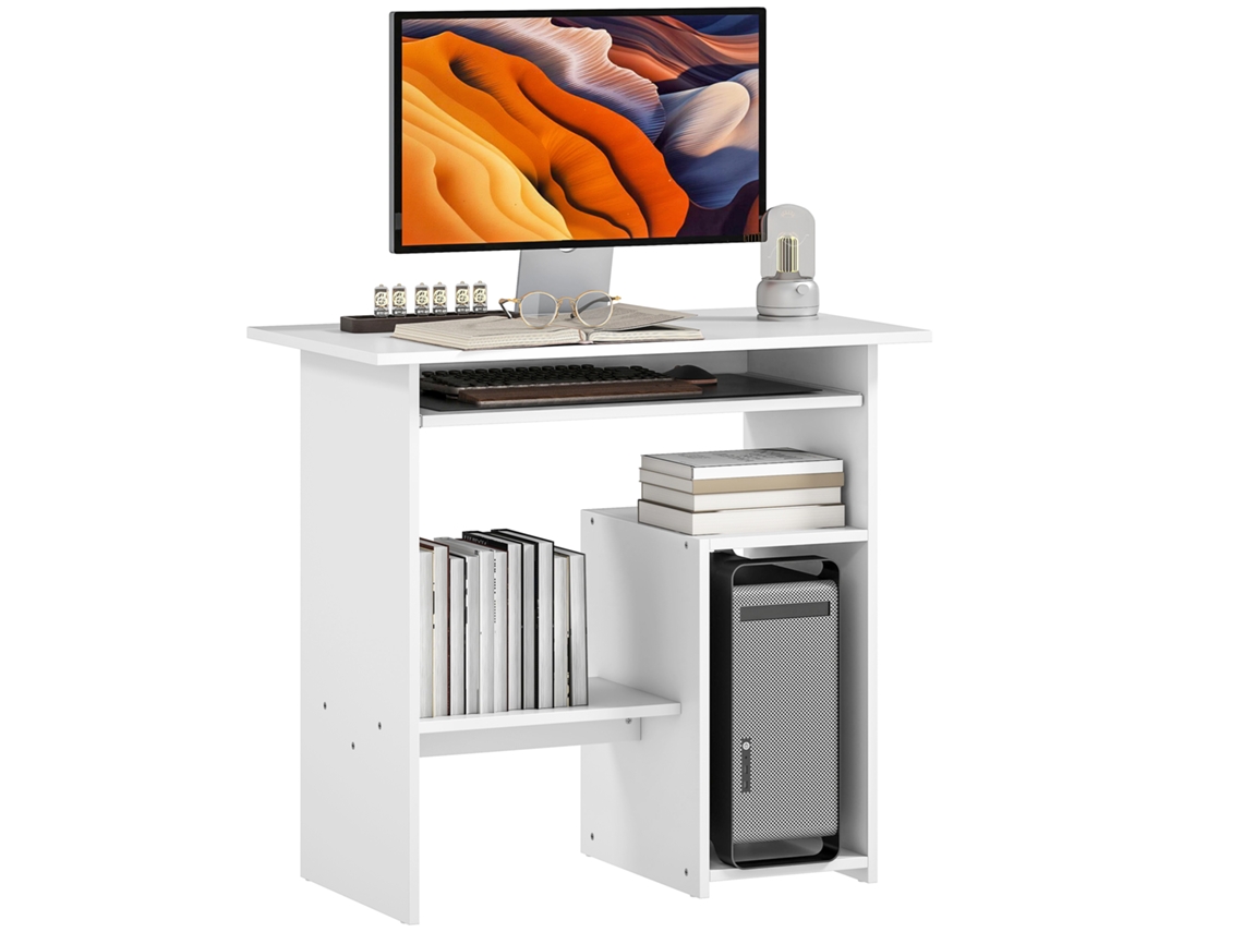 Mesa de Computador, Aglomerado, Metal, 80x45x75 cm, Branco