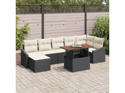 Vidaxl Conjunto De Sofá De Jardim 8 Unid. Preto E Creme