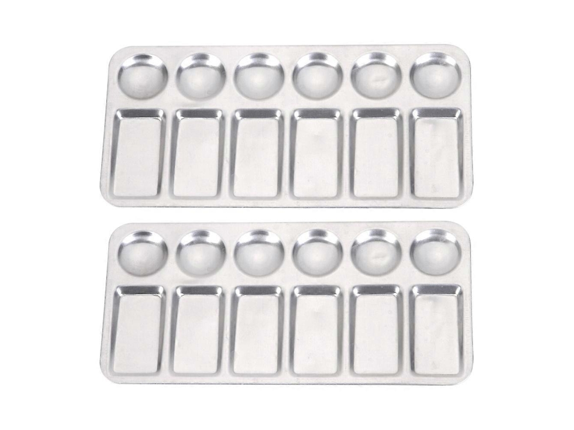 Conjunto de 2 Placas de Aço Inoxidável para Mistura de Pigmentos, Bandejas para Desenho Artístico, Ferramentas Prateadas. AQUAFORGE