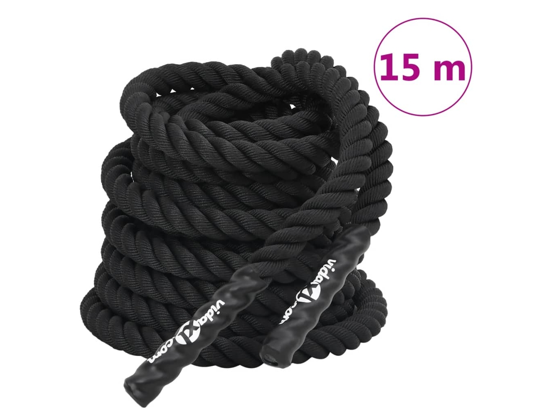 Vidaxl Corda De Batalha Preta 15 M 11 Kg Poliéster
