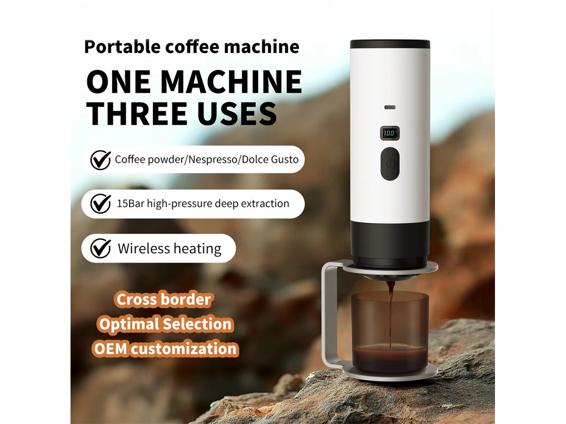 Greyipree Cafeteira Elétrica Portátil 3 Em 1 Com Moedor De Cápsulas Cafeteira De Viagem Com Aquecimento Sem Fio Para Carro Casa E Camping