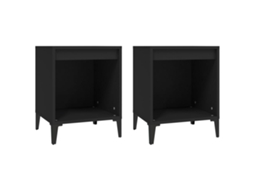 Bedside Cabinet, Bedside Cabinets Vidaxl Preto Madeira Processada (n/a)