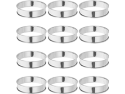 Pretyzoom Conjunto De 12-aros Aço Inoxidável 10cm 4-polegadas Para Assar, Com Superfície Lisa E Borda Dupla, Para Uso
