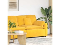 Vidaxl Módulo De Extremidade De Apoio De Braço Para Sofá Modular Com Almofadas, Amarelo Claro, 100 Cm