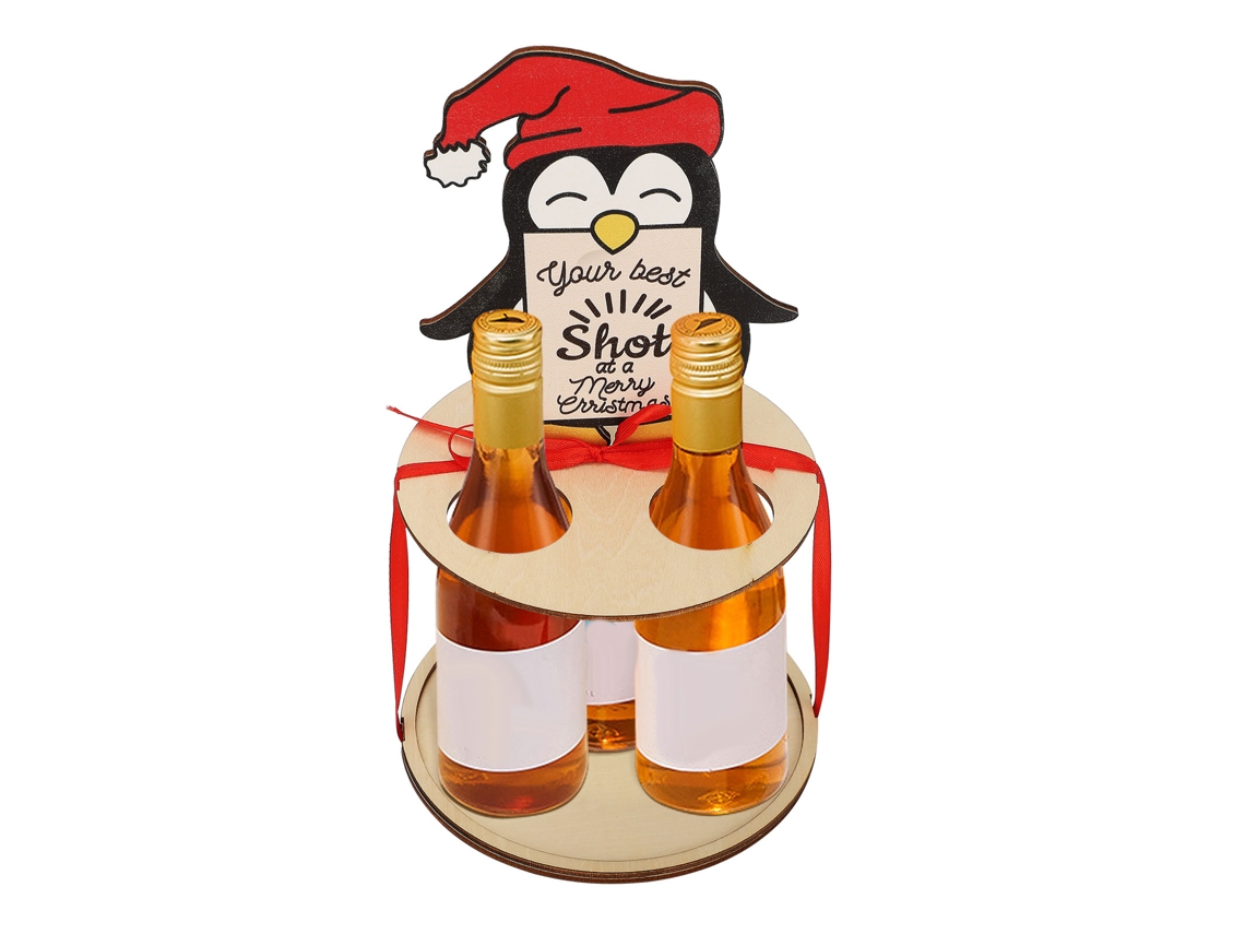Porta garrafa de Natal com Pinguim Mini Garrafeira LAXISCREED