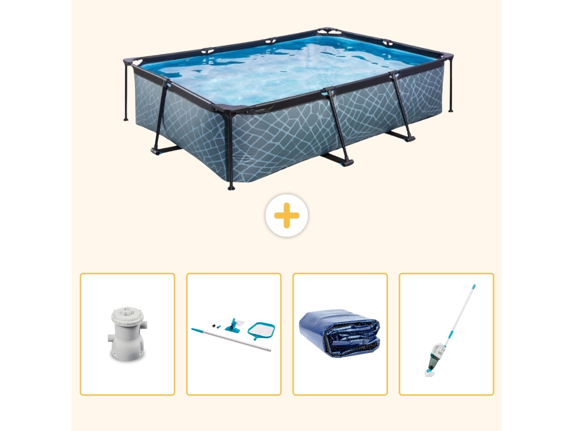 Exit-toys Piscina Exit Retangular - Efeito Pedra - 300x200x65 Cm - 5-peças S323
