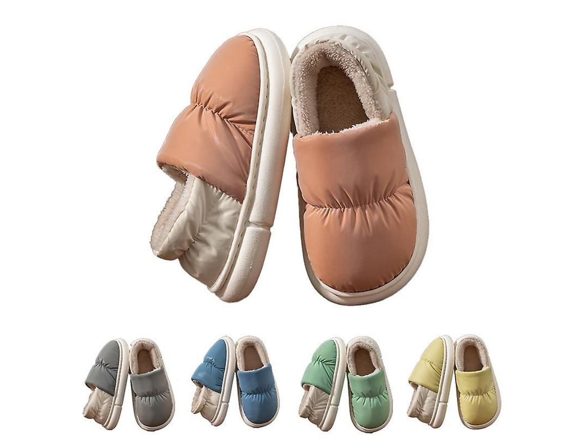 Pantufas de Algodão com Salto para Mulheres Noites Frias e Conforto em Casa e Cidade Amarelo S/MARCA