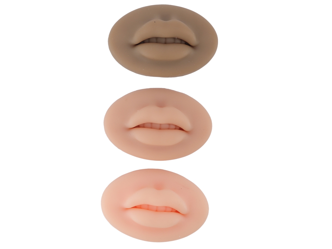 3 Peças Pele De Silicone Para Tatuagem Prática De Lábios 3d Microblading Treinamento Maquiagem Cosmética