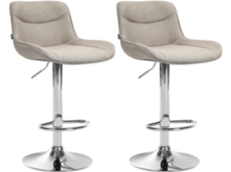 Conjunto de 2 Bancos de Bar Vonore em Tecido Taupe/Cromo CLP