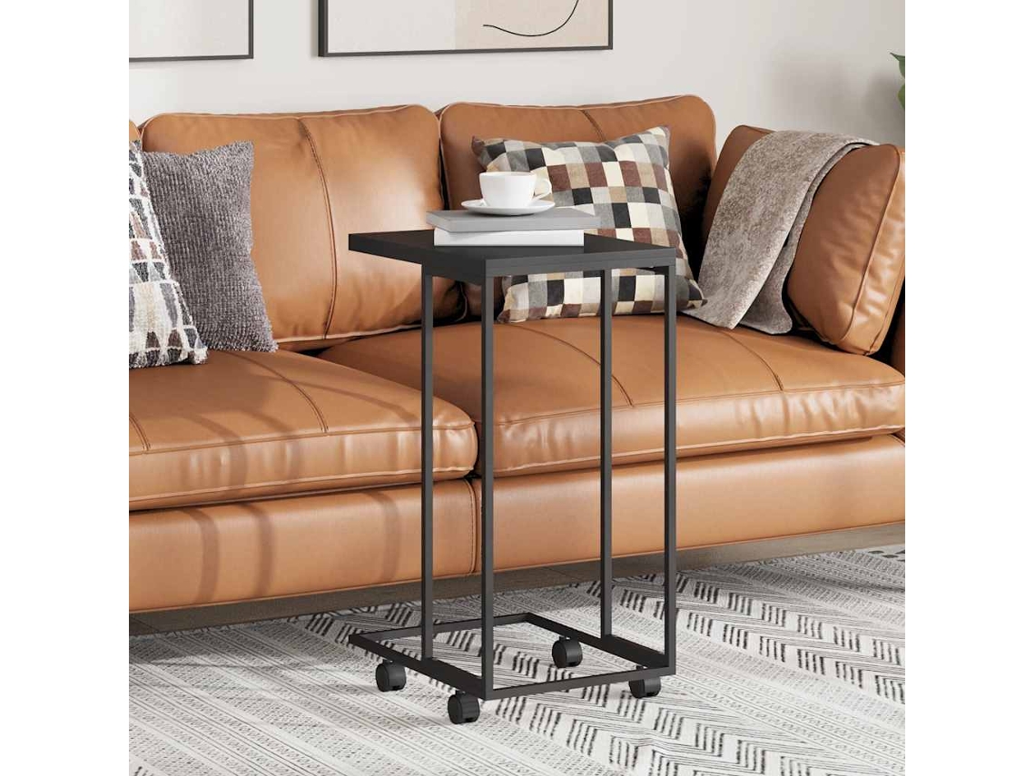 Vidaxl Mesa De Apoio C/ Rodas 40x30x63,5cm Derivados De Madeira Preta
