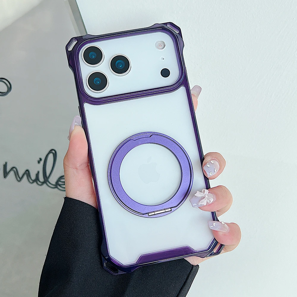 (roxo, Iphone 12) Capa De Celular Transparente Com Efeito Degradê E Proteção Contra Impactos, Com Suporte De Anel De Metal.