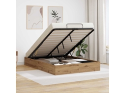 Vidaxl Estrutura De Cama Ottoman Carvalho Artesanal 135 X 190 Cm