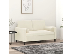 Vidaxl Sofá 2 Lugares C/ Almofadas Decorativas 120 Cm Veludo Creme