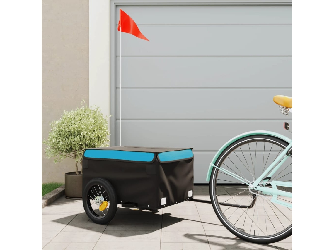 Vidaxl Reboque Para Bicicleta 30 Kg Ferro Azul E Cinza