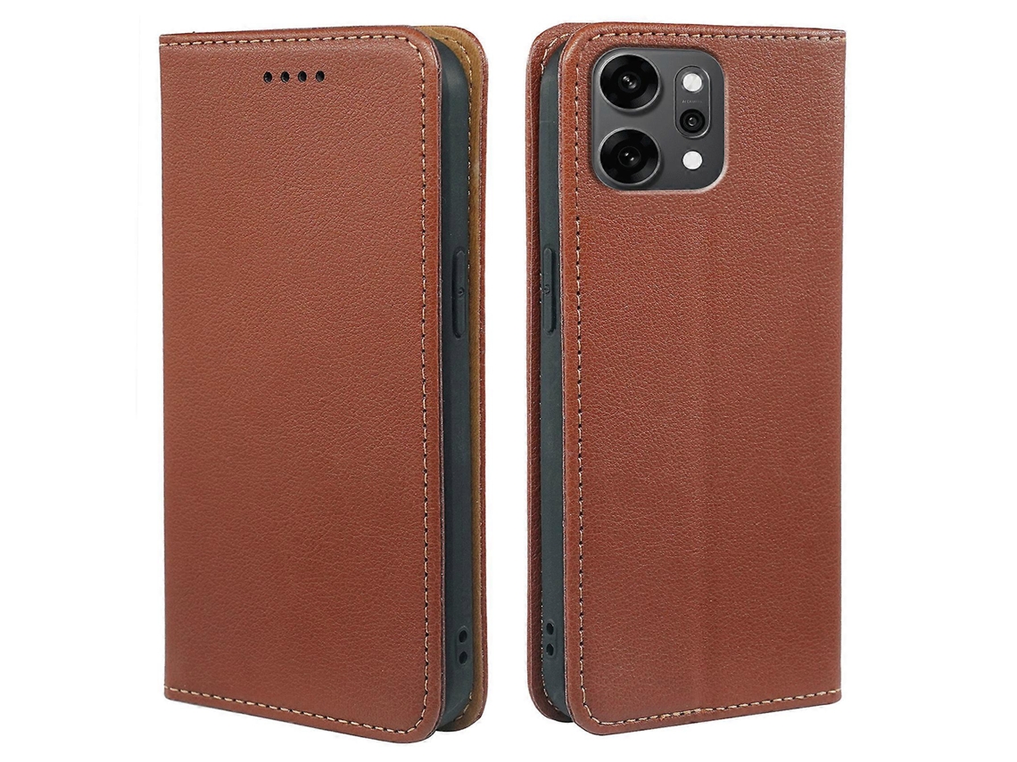 Capa Tipo Carteira Com Bloqueio Rfid Para Oppo Reno14 Pro 5g (global) Em Couro Com Fecho Magnético Forte Marrom